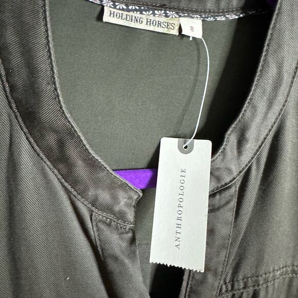 Anthropologie Holding Horses Marion Swing Shirt Dress Olive Green Women's Size 8 - Picture 14 of 15